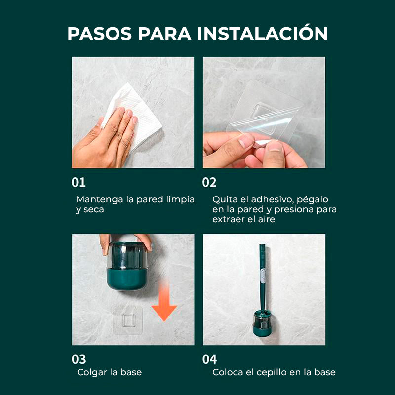 Cepillo para inodoro con cabezal flexible y dispensador de jabón