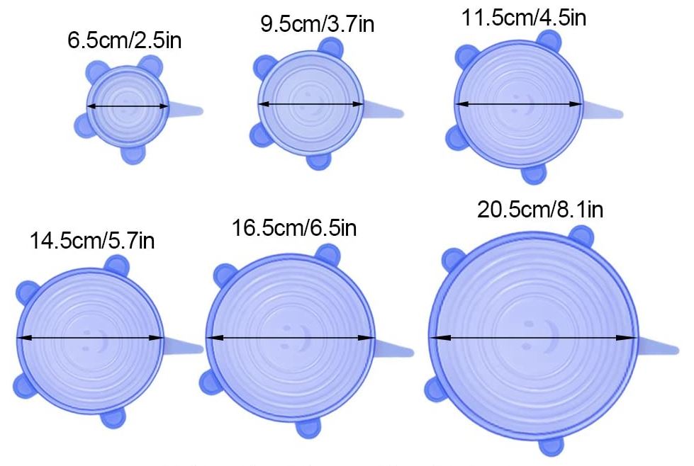 Tapa de silicona kit 6 unidades